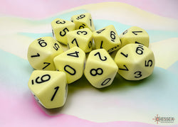 Opaque Pastel Yellow/back | 7-Dice, 16mm, 12mm, d10s by Chessex (Online Only)