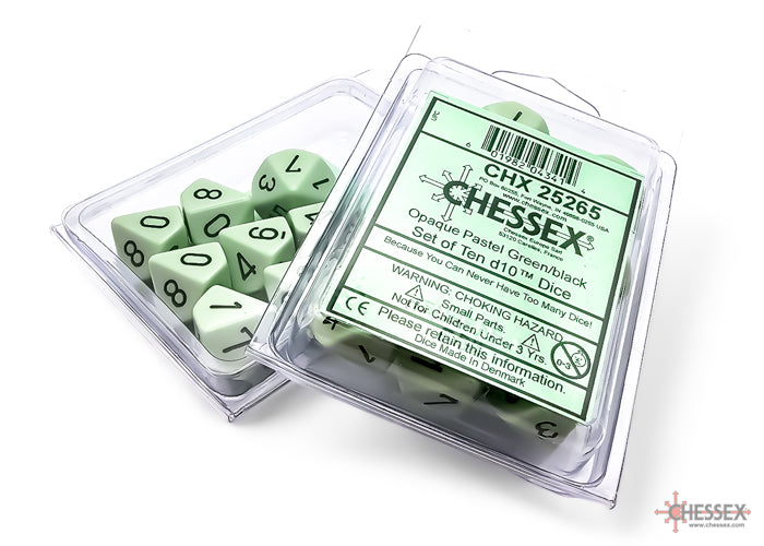Opaque Pastel Green/back | 7-Dice, 16mm, 12mm, d10s by Chessex (Online Only)