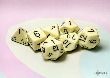 Opaque Pastel Yellow/back | 7-Dice, 16mm, 12mm, d10s by Chessex (Online Only)