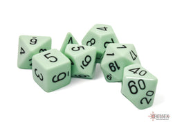 Opaque Pastel Green/back | 7-Dice, 16mm, 12mm, d10s by Chessex (Online Only)