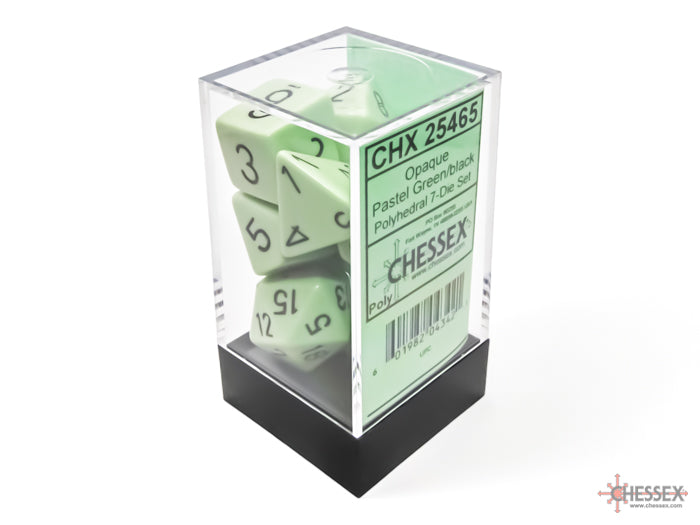 Opaque Pastel Green/back | 7-Dice, 16mm, 12mm, d10s by Chessex (Online Only)