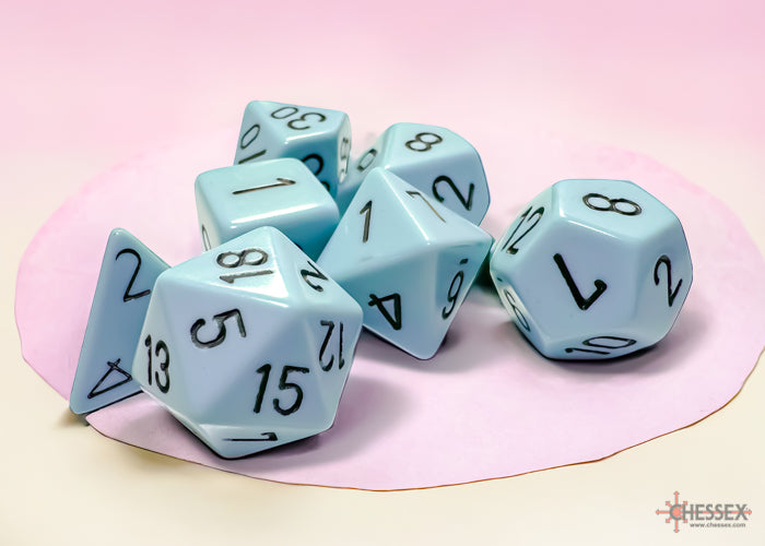 Opaque Pastel Blue/back | 7-Dice, 16mm, 12mm, d10s by Chessex (Online Only)