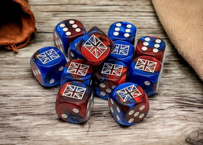 WW2 dice United Kingdom Gemini Blue-Red/white 16mm d6 Dice Block (12 dice) (Online Only)