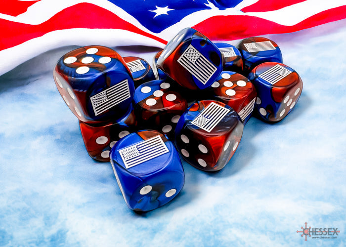 WW2 dice United States Gemini Blue-Red/white 16mm d6 Dice Block (12 dice) (Online Only)