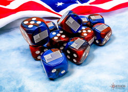 WW2 dice United States Gemini Blue-Red/white 16mm d6 Dice Block (12 dice) (Online Only)