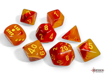 Gemini Gellow-Red/yellow Polyhedral Luminary 7-Dice Set (with bonus die) (Online Only)