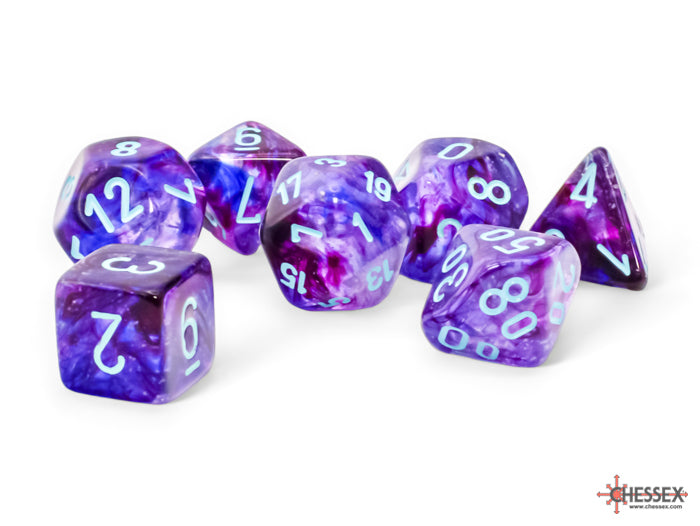 Nebula Mega-hedral Nocturnal/turquoise Luminary 7-Dice (Online Only)