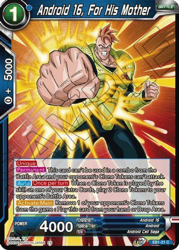 Android 16, For His Mother (EB1-21) [Battle Evolution Booster] (ONLINE ORDER ONLY)