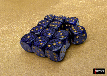 Speckled 16mm D6 RPG Chessex Dice (10 Dice) - Golden Cobalt - Purple and Black (Online Only)