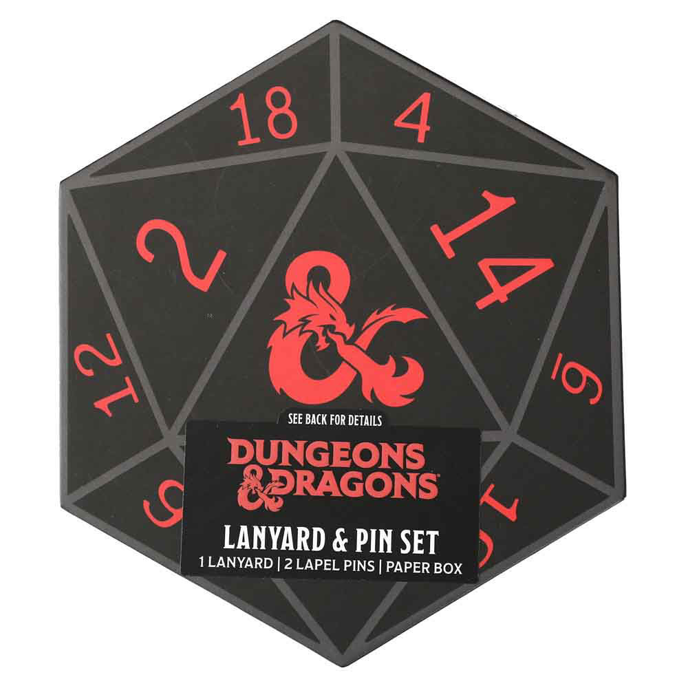 Dungeons & Dragons Lapel Pins & Lanyard Dice Box Set (ONLINE ORDER ONLY)