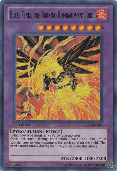 Blaze Fenix, the Burning Bombardment Bird [PRC1-EN012] Super Rare (ONLINE ORDER ONLY)