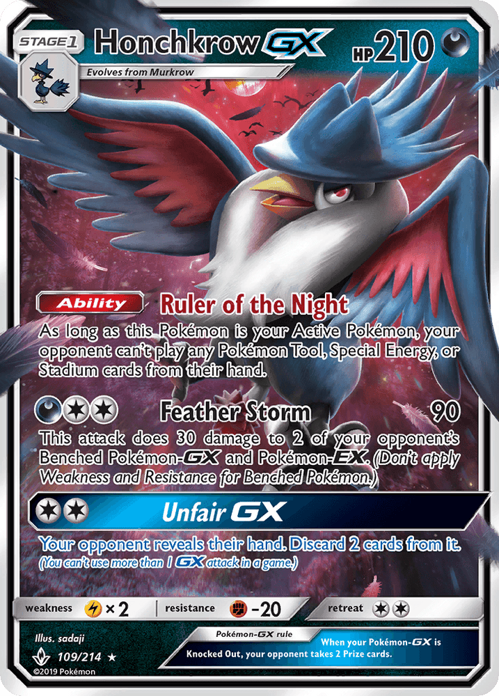 Honchkrow GX (109/214) [Sun & Moon: Unbroken Bonds] (Online Only)