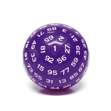 "Purple" Single 100 Sided Polyhedral Dice (D100) | Purple Color (45mm) White (Online Only)