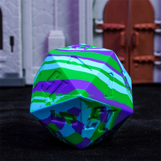 Large Wonderland Blue/Green Silicone d20 Dice 55mm | RPG Dice Novelty Piece (Online Only)