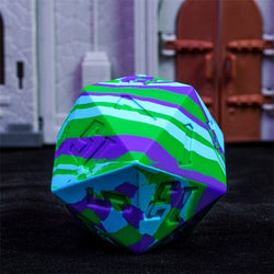 Large Wonderland Blue/Green Silicone d20 Dice 55mm | RPG Dice Novelty Piece (Online Only)