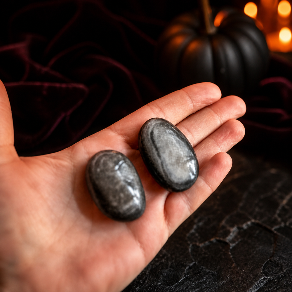 Silver Obsidian Palmstones