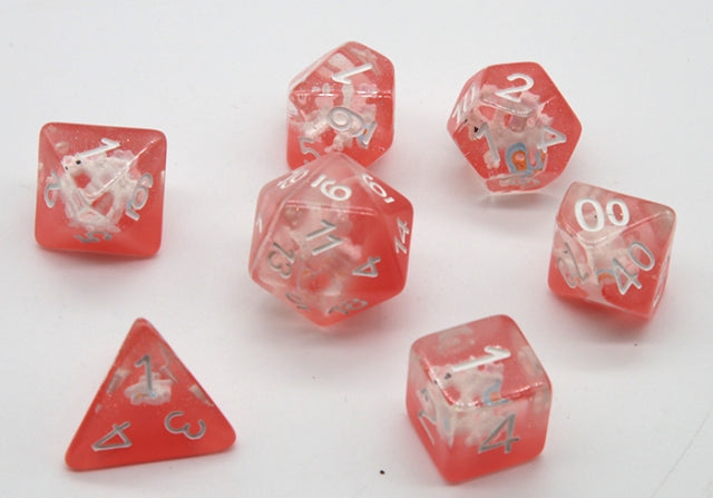Red Nobel Unicorn Resin Glitter White Numbers 7-Dice Set Rpg (Online Only)