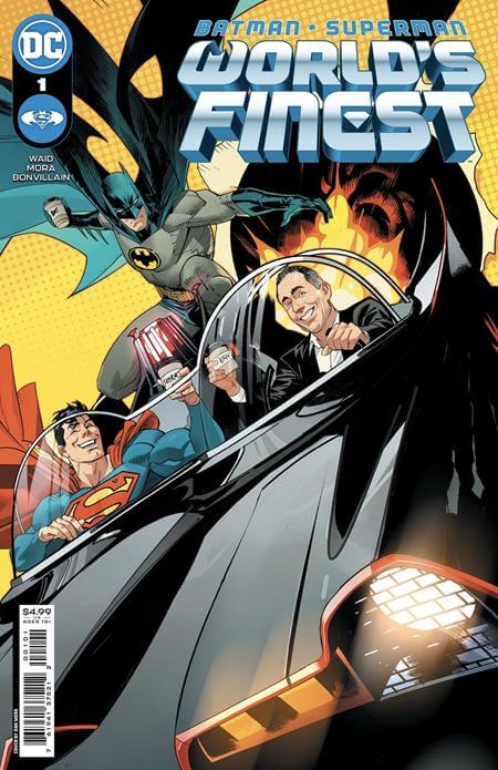 Batman Superman Worlds Finest #1 J Dan Mora Jerry Seinfeld in the Bat-Mobile Getting Coffee Card Stock Trade Dress Variant (03/15/2022) Dc (ONLINE ORDER ONLY)