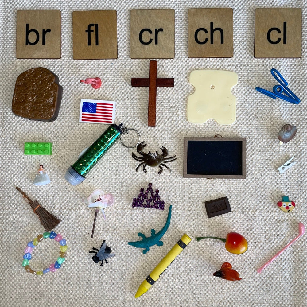 Bag Full of Blends & Digraphs Objects Kit (br,ch,cl,cr,fl)-With Wooden Tiles (ONLINE ORDER ONLY)