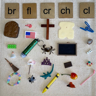 Bag Full of Blends & Digraphs Objects Kit (br,ch,cl,cr,fl)-With Wooden Tiles (ONLINE ORDER ONLY)