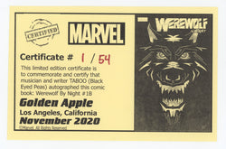 Werewolf By Night #1 B (Of 4) Marvel 2020 Jeffrey Veregge Variant NM Signed Taboo Black Eyed Peas COA (ONLINE ORDER ONLY)