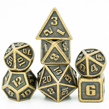 Bronze Mini Metal Dice Ancient Effect | (10mm to 15mm) 7-Dice Udixi RPG (Online Only)