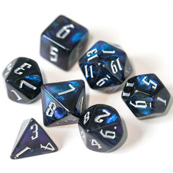 Glitter Party Black Glitter Dice (White font) 7-Dice Set (Online Only)