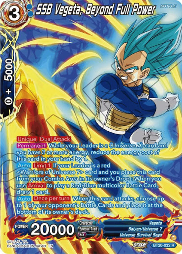 SSB Vegeta, Beyond Full Power (Silver Foil) (BT20-032) [Power Absorbed] (ONLINE ORDER ONLY)