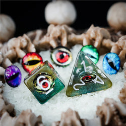 Reptile Green Demon Eye Dragon Eye Dice 7-Dice Set Resin Dungeons and Dragons Dice (Online Only)
