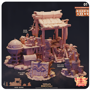 3D Printed Cast n Play Medieval Market Terrain Set 28mm 32mm D&D (Online Only)