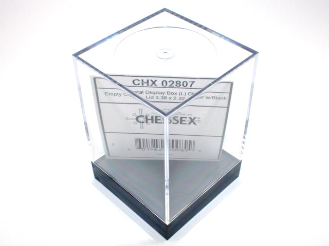 Empty Crystal Display Box (L) Clear w/Black Lid {3.38" x 2.32" x 2.32"} (86mm x 59 mm x 59 mm) Used for Jumbo polyhedral 7-die sets (Online Only)