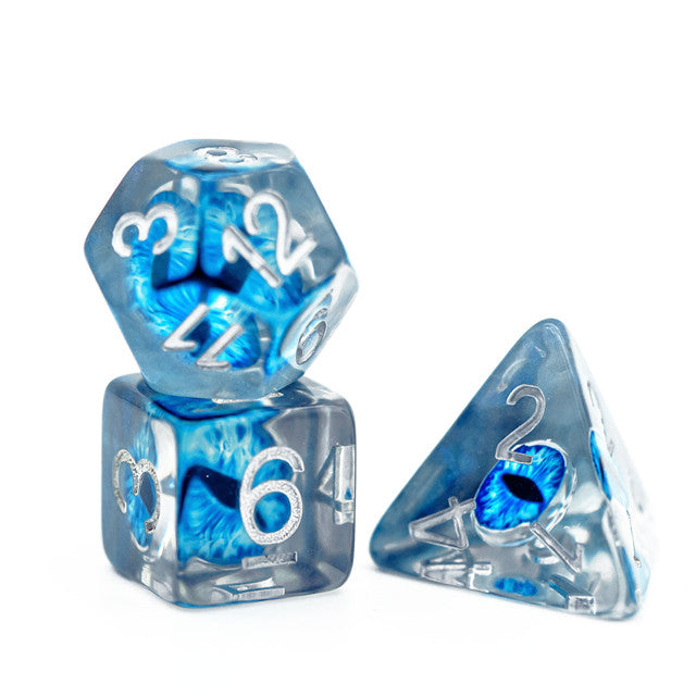 Blue Demon Eye Dragon Eye Dice 7-Dice Set Resin Dungeons and Dragons Dice (Online Only)