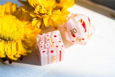 Flower Glass DND Dice Red Limited Edition in Wood Box (Online Only)