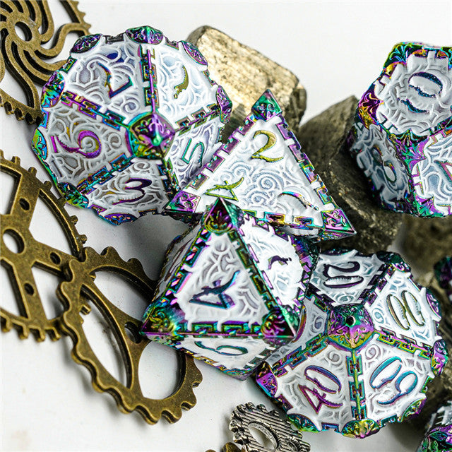 White Rainbow Metal Dice（Dagger of Venom）7-Dice Udixi RPG (Online Only)