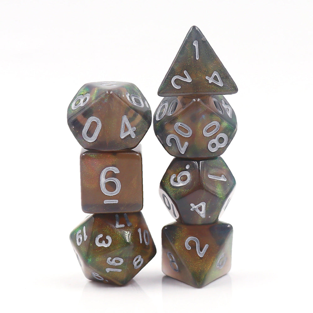 Night Wish: Smoke Grey Glitter Iridescent Effect 7-Dice Set (Online Only)