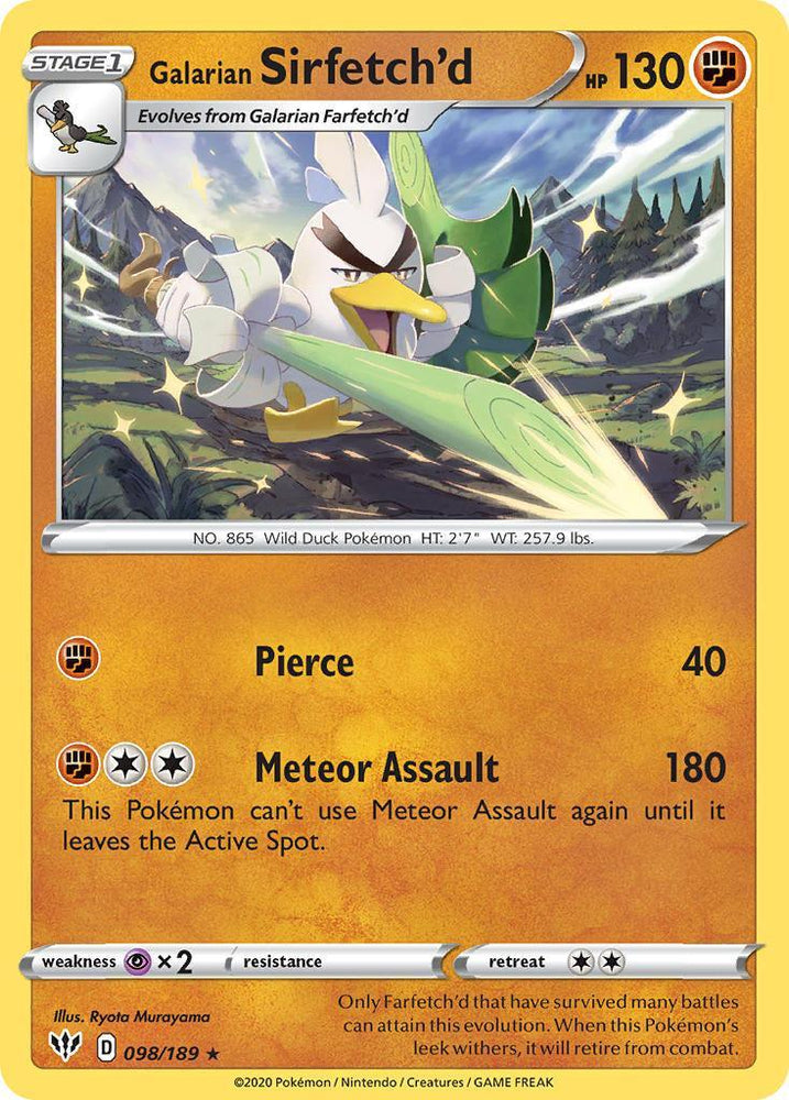 Galarian Sirfetch'd (098/189) (Cracked Ice holo) (Theme Deck Exclusive) [Sword & Shield: Darkness Ablaze] (Online Only)