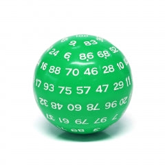 "Green" Single 100 Sided Polyhedral Dice (D100) | Solid Green Color (45mm) White (Online Only)