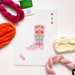 Cotswold Co Designs - Hand Painted Pink Cowgirl Boot 3” Needlepoint Canvas 13 Mesh (ONLINE ORDER ONLY)