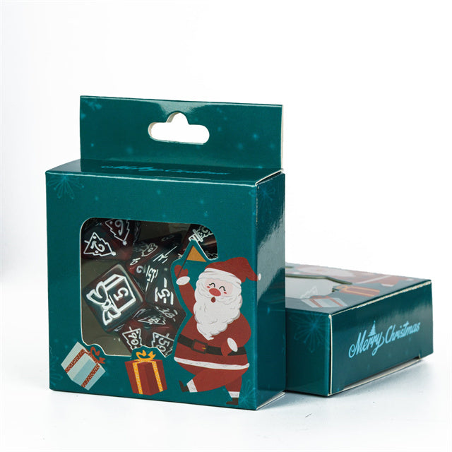 Green/Red Christmas Dice w/White Presents Trees Snowman Holiday Festive (Online Only)