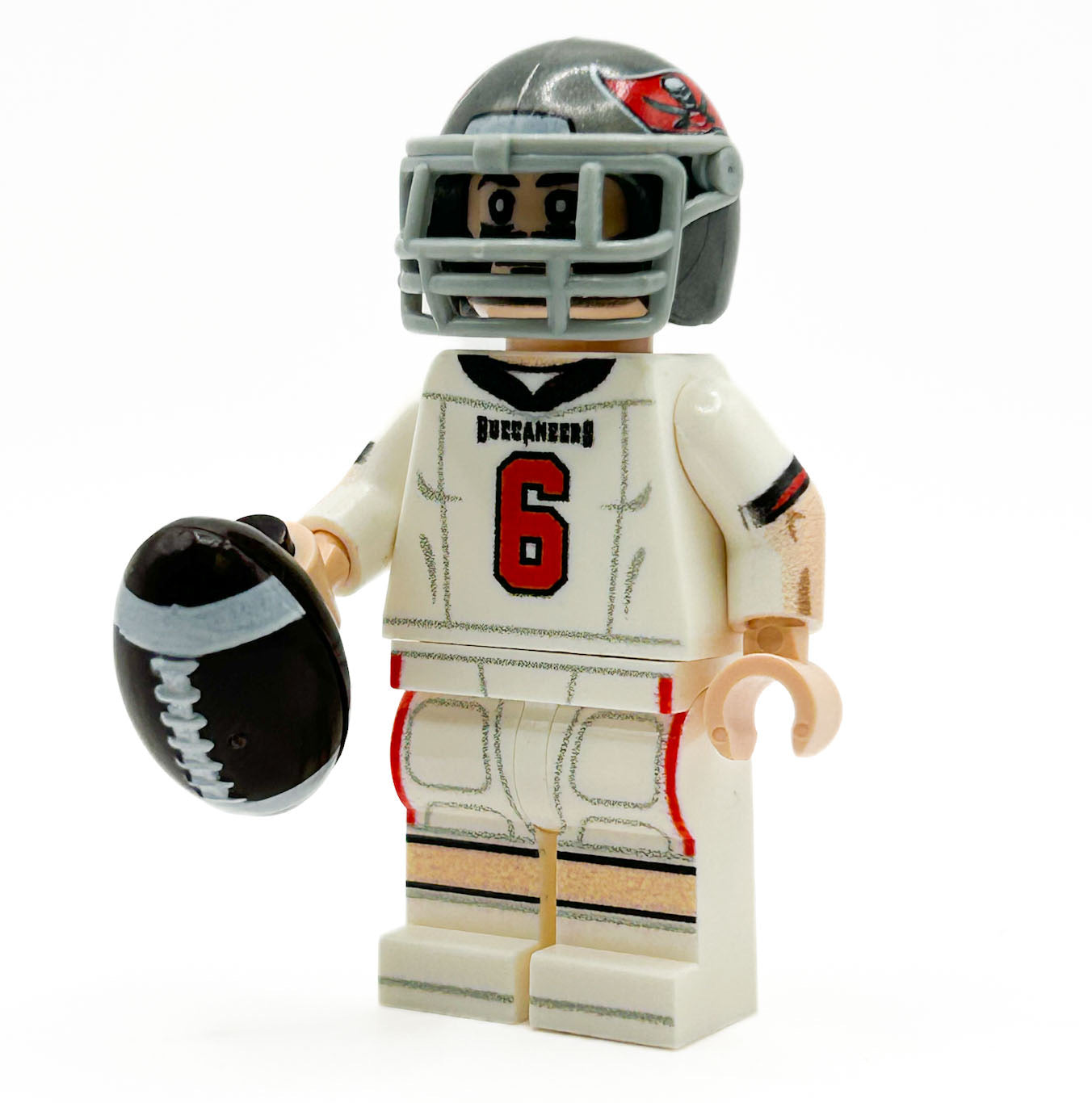 #6 QB Tampa Bay Football Player Minifig made using LEGO parts - B3 Customs (Online Order Only)