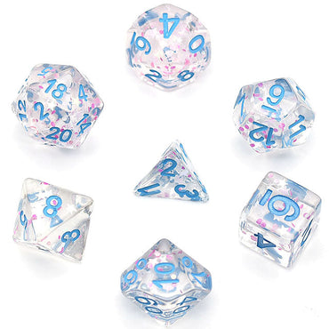 Pink/ White Glitter Stars Dice Series w/Blue 7-Dice Set (Online Only)