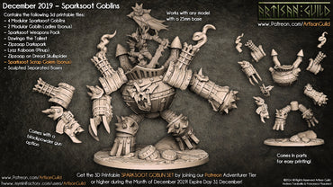 3D Printed Artisan Guild Sparksoot Scrap Golem Sparksoot Goblin Set 28mm 32mm (Online Only)
