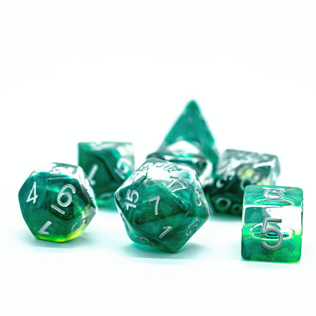 Green Demon Eye Dragon Eye Dice 7-Dice Set Resin Dungeons and Dragons Dice (Online Only)