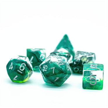 Green Demon Eye Dragon Eye Dice 7-Dice Set Resin Dungeons and Dragons Dice (Online Only)