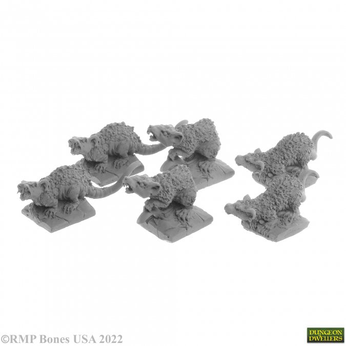 Bones Dungeon Dwellers: Giant Tomb Rats (6) (ONLINE ORDER ONLY)