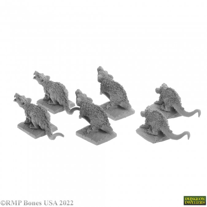 Bones Dungeon Dwellers: Giant Tomb Rats (6) (ONLINE ORDER ONLY)