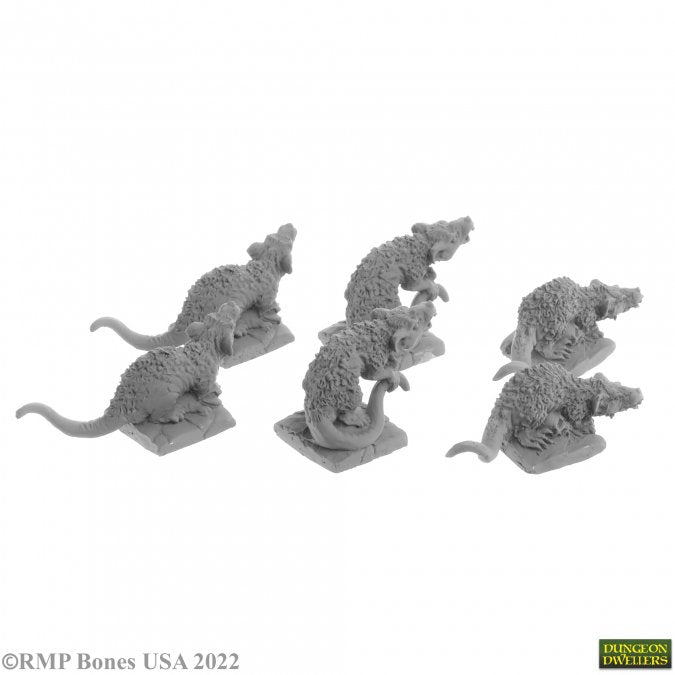 Bones Dungeon Dwellers: Giant Tomb Rats (6) (ONLINE ORDER ONLY)