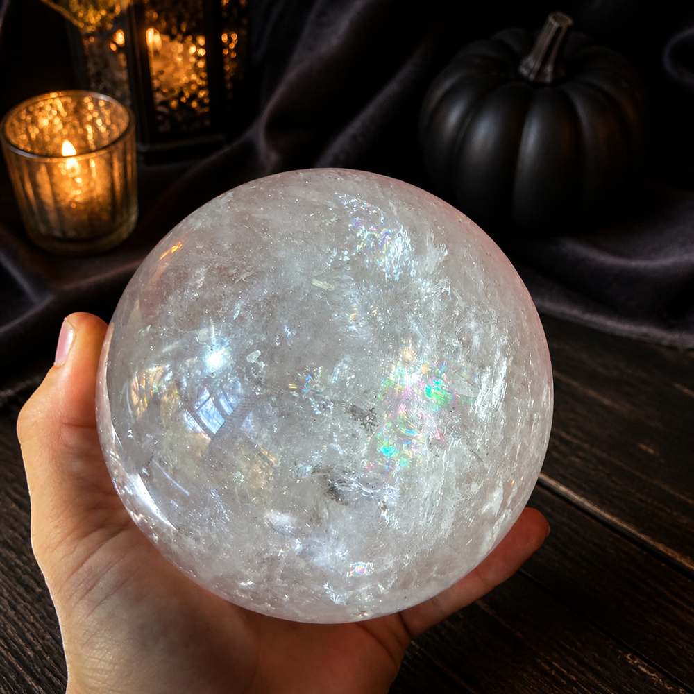 4 1/2" RAINBOW Quartz Sphere, Large Quartz Crystal Ball