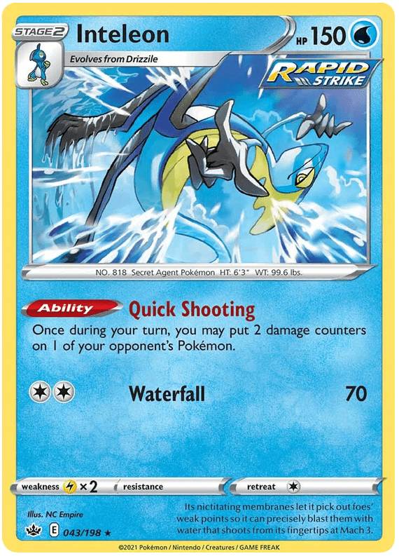 Inteleon (043/198) (Theme Deck Exclusive) [Sword & Shield: Chilling Reign] (Online Only)