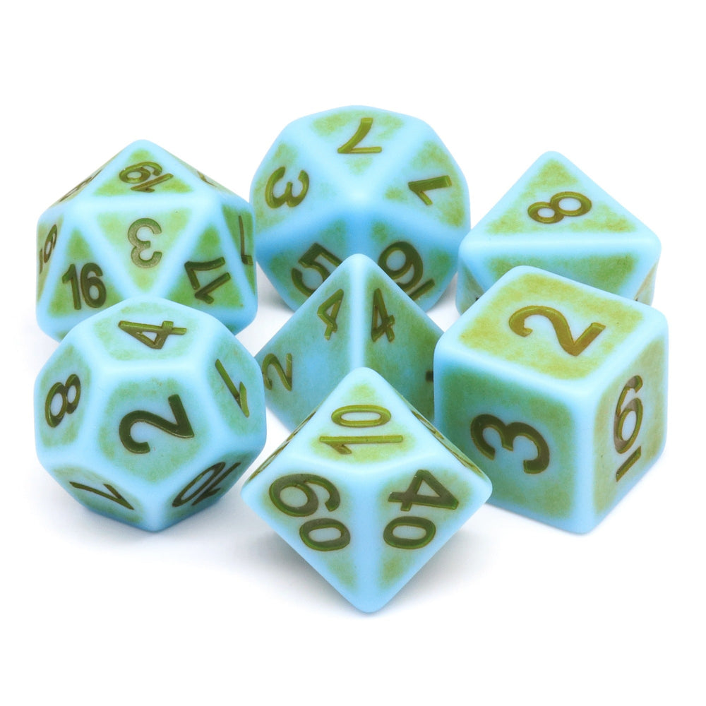 Mini-Moss Ancient 7-Dice Set Role Playing Dungeons and Dragons Dice (Green / Seafoam) (Online Only)